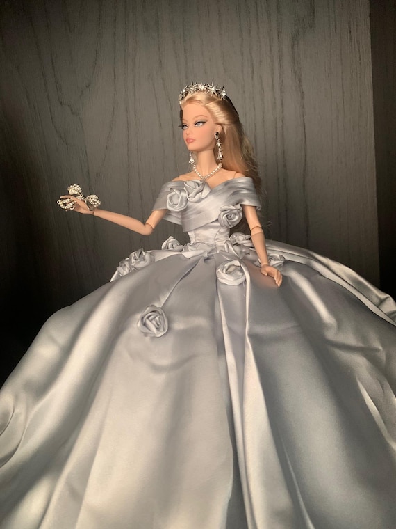 30cm Fashion Doll Rose/Floral/Flower Evening Princess Dress｜Luxurious voluminous Skirt & Petticoat｜1/6 BJD/12" Doll Elegant Custom Ball Gown