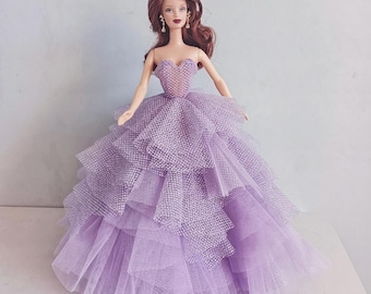 1/6 BJD/12''/30cm Fashion Doll Custom Handmade Multi-layered Sparkling Rhinestone Tiered Tulle Ball Gown｜Princess/Evening Dress/Clothes｜Gift