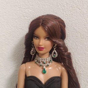 30cm Fashion Doll Handmade Jewelry, Luxurious Rhinestone Earrings & Necklace Set (Magnetic Clasp), 1/6 Scale BJD/12 inch Dolls Accessory