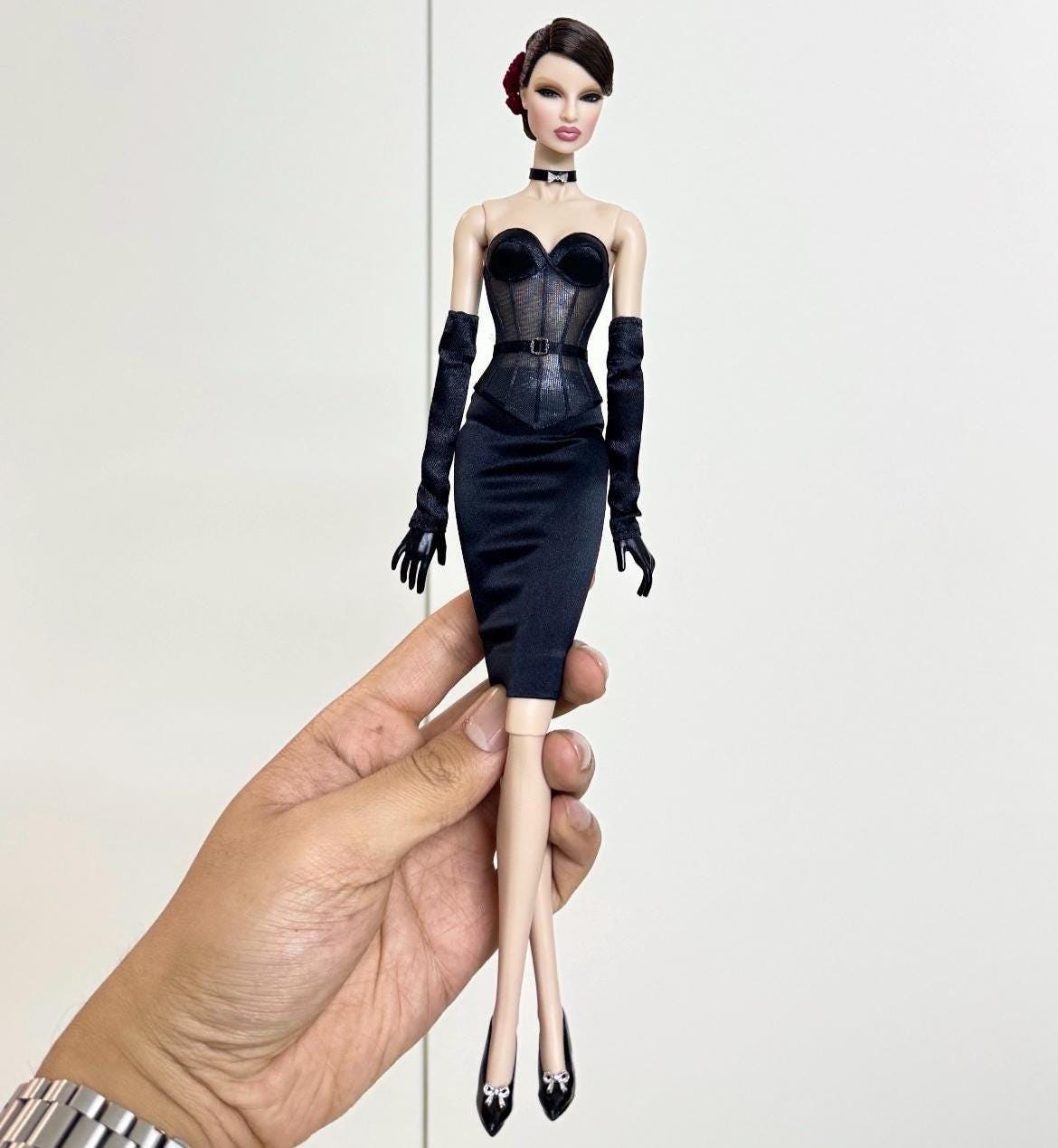 barbie black glitter dress Barbie Fashionistas Doll #221 with Natural Black Hair, Red Dress & Accessories, 65th Anniversary main image 0