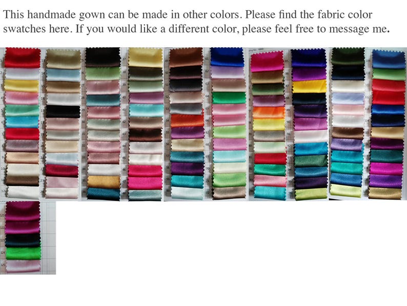 May include: A chart of fabric swatches in various colors. The swatches are arranged in rows and columns, with each swatch showing a different color of fabric.