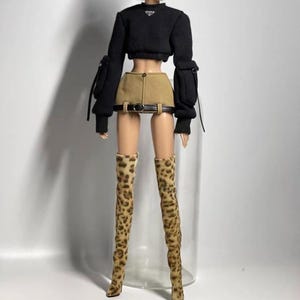 Cool Leopard Over-the-Knee Boots for Integrity Toys - Fashion Royalty - FR2, Nu.Face, Poppy Parker, 30cm Fashion Dolls/12&quot;/1:6 Dolls Shoes