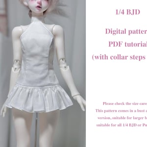 1/4 BJD clothes pattern,  1/4 BJD clothes tutorials, 1/4 scale doll short dress pattern, 1/4 Bjd doll sewing pattern, Doll digital pattern