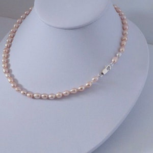 Natural Color Soft Peach Cultured Freshwater Pearl Necklace Hand Knotted Silk Thread Simple Pearl Necklace Petite Pearls image 2