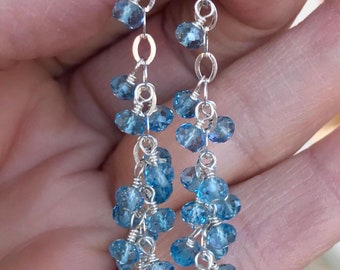 Blue Topaz, Chandelier Earrings, Long Earrings , Natures Splendour Jewelry, Swiss Blue Topaz, Waterfall Earrings