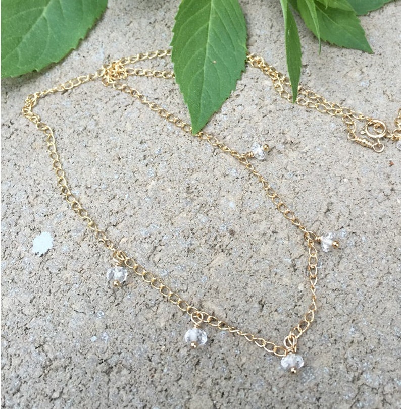 White Topaz in Gold Minimalist Necklace Everyday Necklace