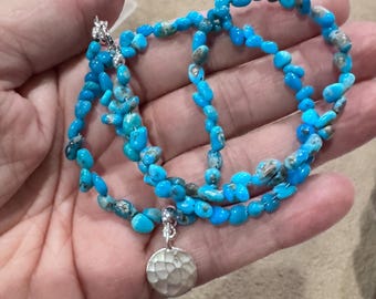 Castle Dome Turquoise, Turquoise Necklce, Silver Charm  Necklace