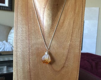 Citrine Raw Crystal Pendant Necklace Unisex Necklace Natures Splendour Twin Crystal Necklace