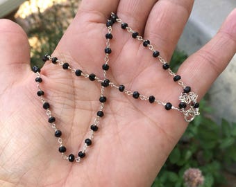 Black Spinel Necklace:  Layering Necklace, Black Spinel Choker, Minimalist Rosary Style necklace