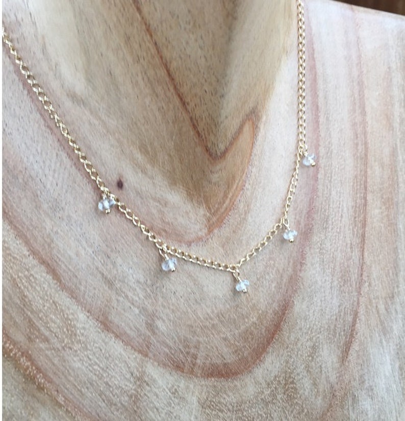 White Topaz in Gold Minimalist Necklace Everyday Necklace