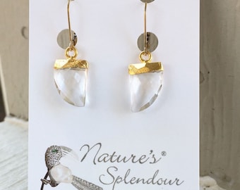 Clear crystal  Quartz drop Earrings, As Seen on Baby Daddy