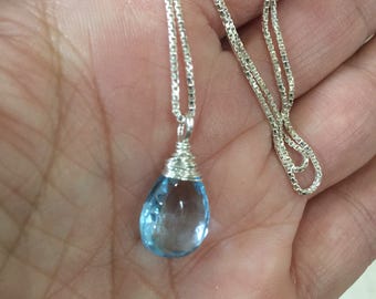 Blue Gemstone, Blue Topaz, Topaz Necklace, Natures Splendour Jewelry, Large Topaz Necklace, Solitaire Gemstone Necklace, Blue Necklace