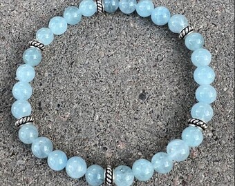 Aquamarine stretch bracelet, March birthstone