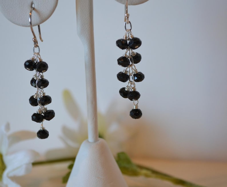Untreated Gemstone Black Spinel Waterfall Earrings Natural ColorHigh Quality Gemstones Black Spinel