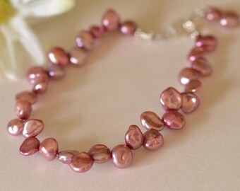 Pink Keshi Pearls, Cultured Freshwater Pearl, Pearl Bracelet, Petal Pearls, Pink Bracelet, Natures Splendour