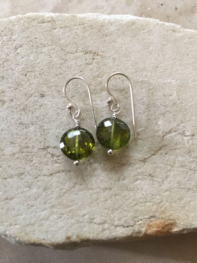 Peridot Gemstone Drop Earrings Green Earrings Simply Drop | Etsy
