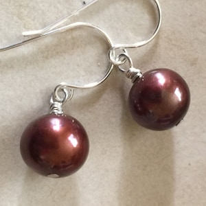 Chocolate Pearls, Chocolate Pearl Drop Earrings, Brown Pearl Earrings, Natures Splendour, Minimalist Earrings