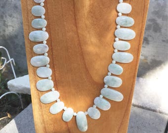Burmese Jade Necklace: Sterling Silver Clasp, Green Gemstone Bib