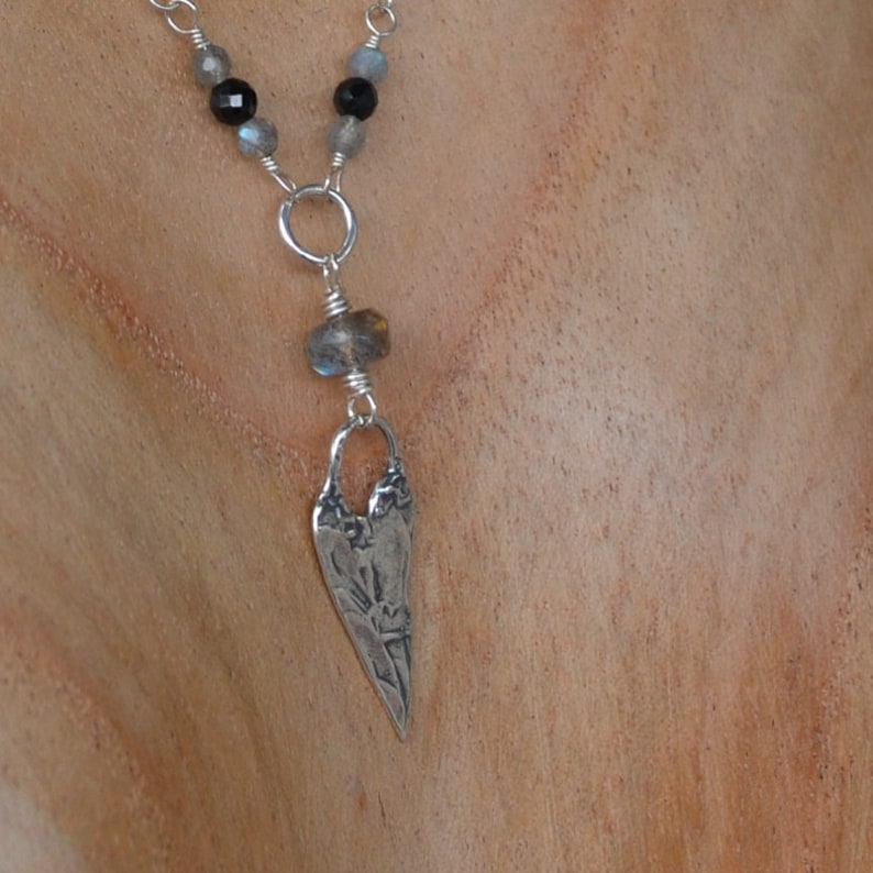 Worn On TV Labradorite necklace Black Spinel Heart Necklace Nature's Splendour Jewelry image 6