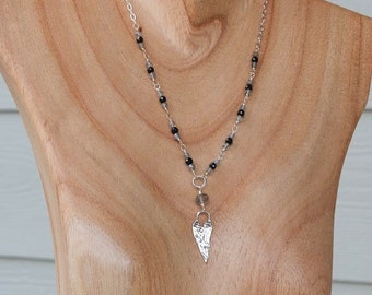 Worn On TV Labradorite necklace Black Spinel Heart Necklace Nature's Splendour Jewelry