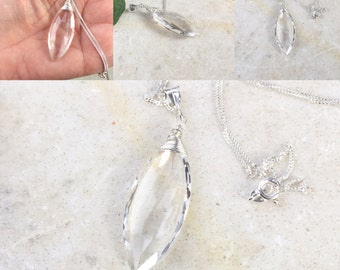 Crystal Quartz Necklace, Sterling Silver, Bold Gemstone, Natures Splendour Jewelry, Fine Jewelry