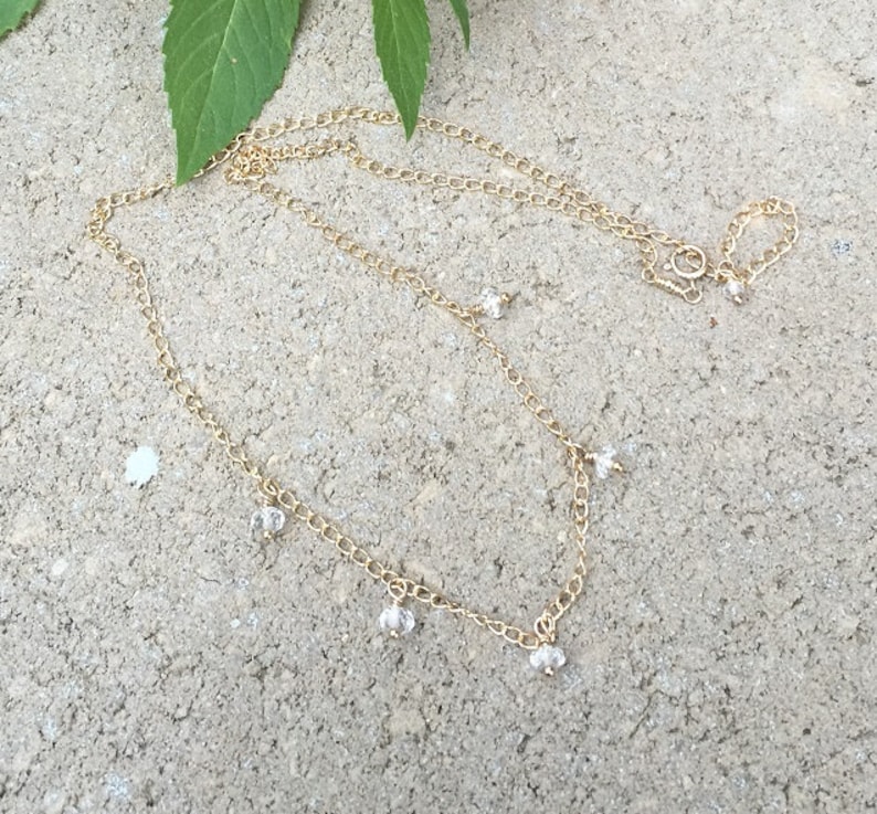White Topaz in Gold Minimalist Necklace Everyday Necklace