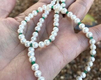 Emeralds, Pearls, Emerald Necklace, Pearl Necklace, Green and White Necklace