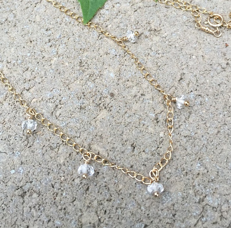 White Topaz in Gold Minimalist Necklace Everyday Necklace
