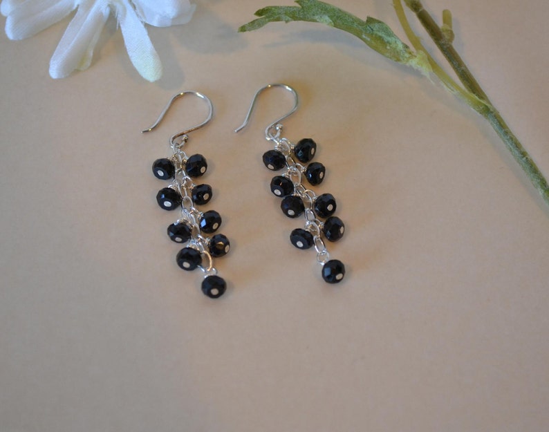 Untreated Gemstone Black Spinel Waterfall Earrings Natural ColorHigh Quality Gemstones Black Spinel