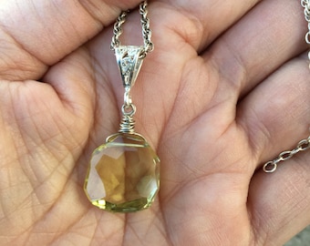 Lemon Quartz, Yellow Gemstone Pendant, Statement Necklace, Quartz Necklace, Quality Gemstone, Fine Jewelry, Natures Splendour