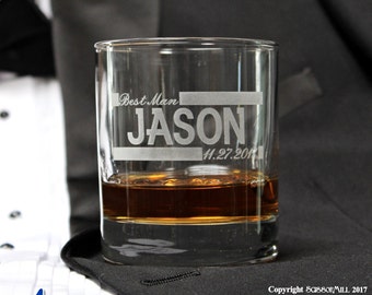 Personalized Whiskey Glasses, Groomsmen Rocks Glass, Groomsmen Gift Ideas, Personalized Whiskey Drinking Glasses, Bourbon, Bachelor