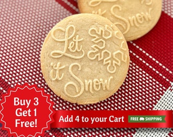 Let it Snow Cookies - Snowflake Cookie Stamp - Holiday Baking - Christmas Baking Crew - Winter Cookies - Its Cold Outside