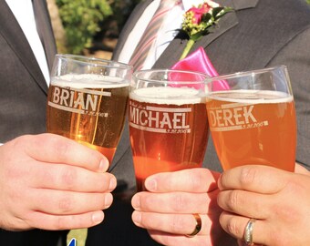 Personalized Groomsmen Glasses, Laser Etched, Custom wedding favors, Best Man Beer Mugs, Groomsmen Gifts, Father of the Bride Gift