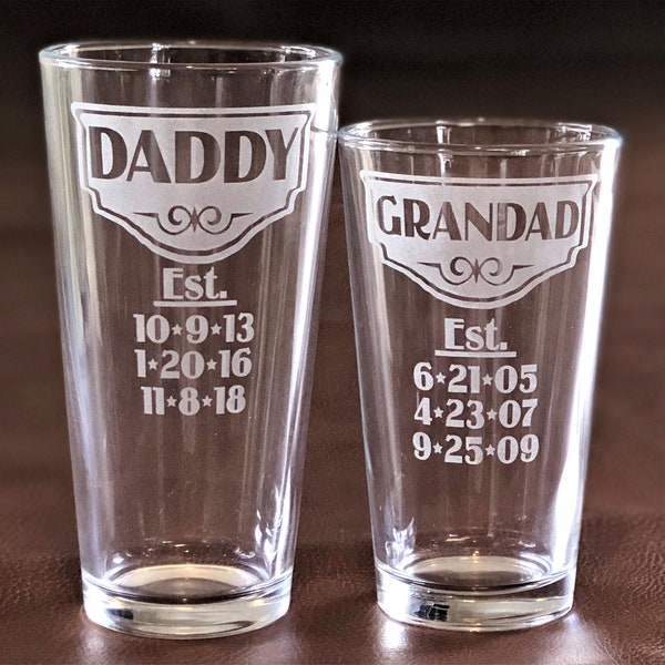 First Fathers Day Gift, Personalized Dad, Fathers Day Gift Glass, New Dad Gift, Daddy Gifts