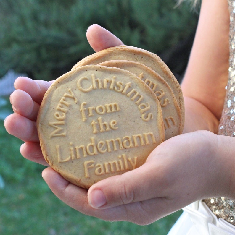 Christmas Cookie Stamp - Personalized Cookie Cutter for Coworker Gift, Custom Family Name sign, Teacher Gift, Baking Gifts, Neighbor Gift