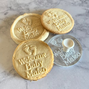 Baby Shower Cookie Stamp, Baby Feet Party Favors, Baby shower cookies, gender reveal cookies