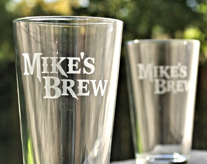 Beer Set of Pint Glasses, Personalized Pint Glasses, Etched Glass, Home ...