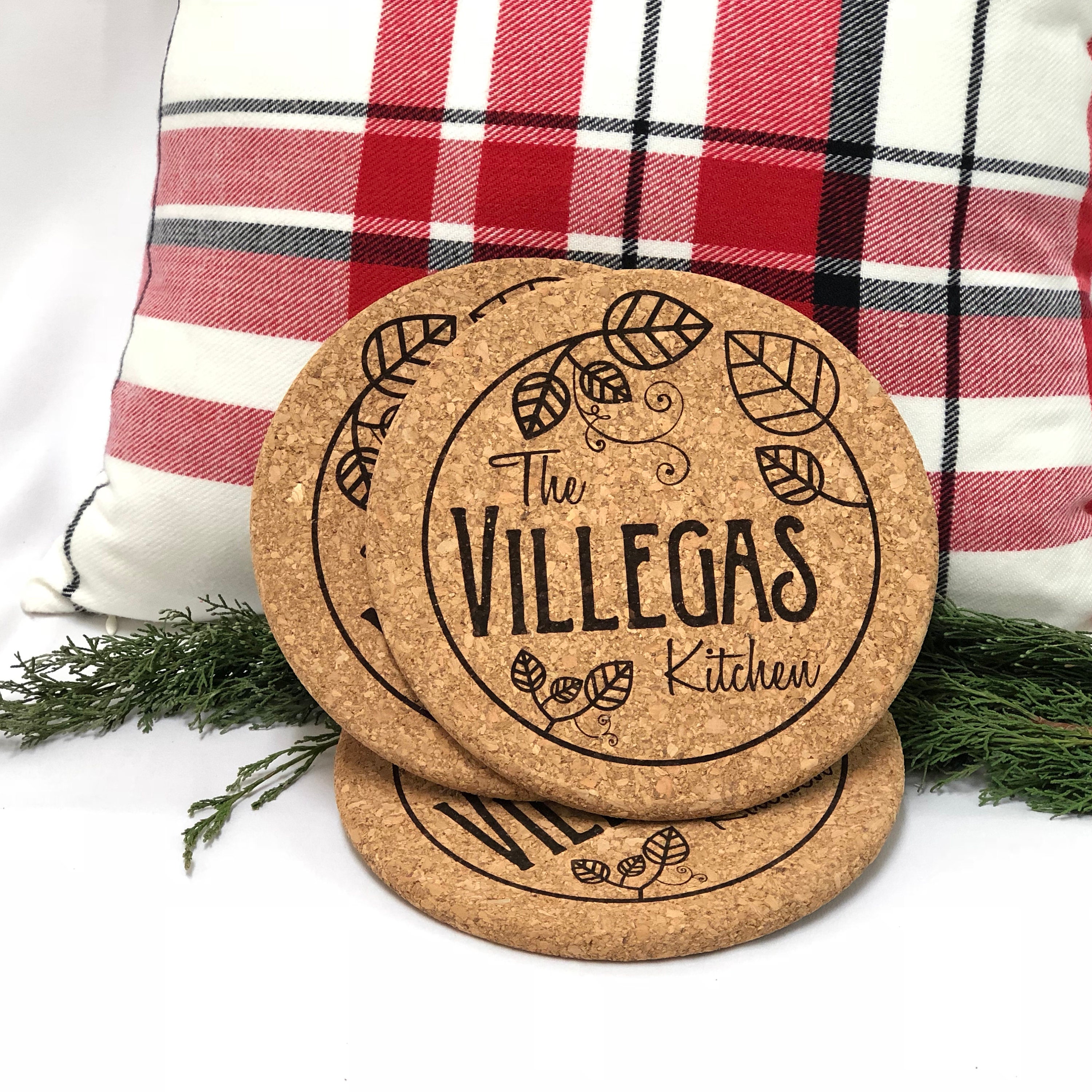 Round 7 Cork trivet set of 3 hot pads personalized pot Etsy
