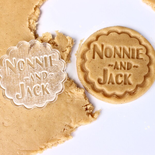 Grandma Cookie Stamp for shortbread, Personalized with 2 names