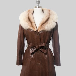 80s Leather Fur Coat - Etsy