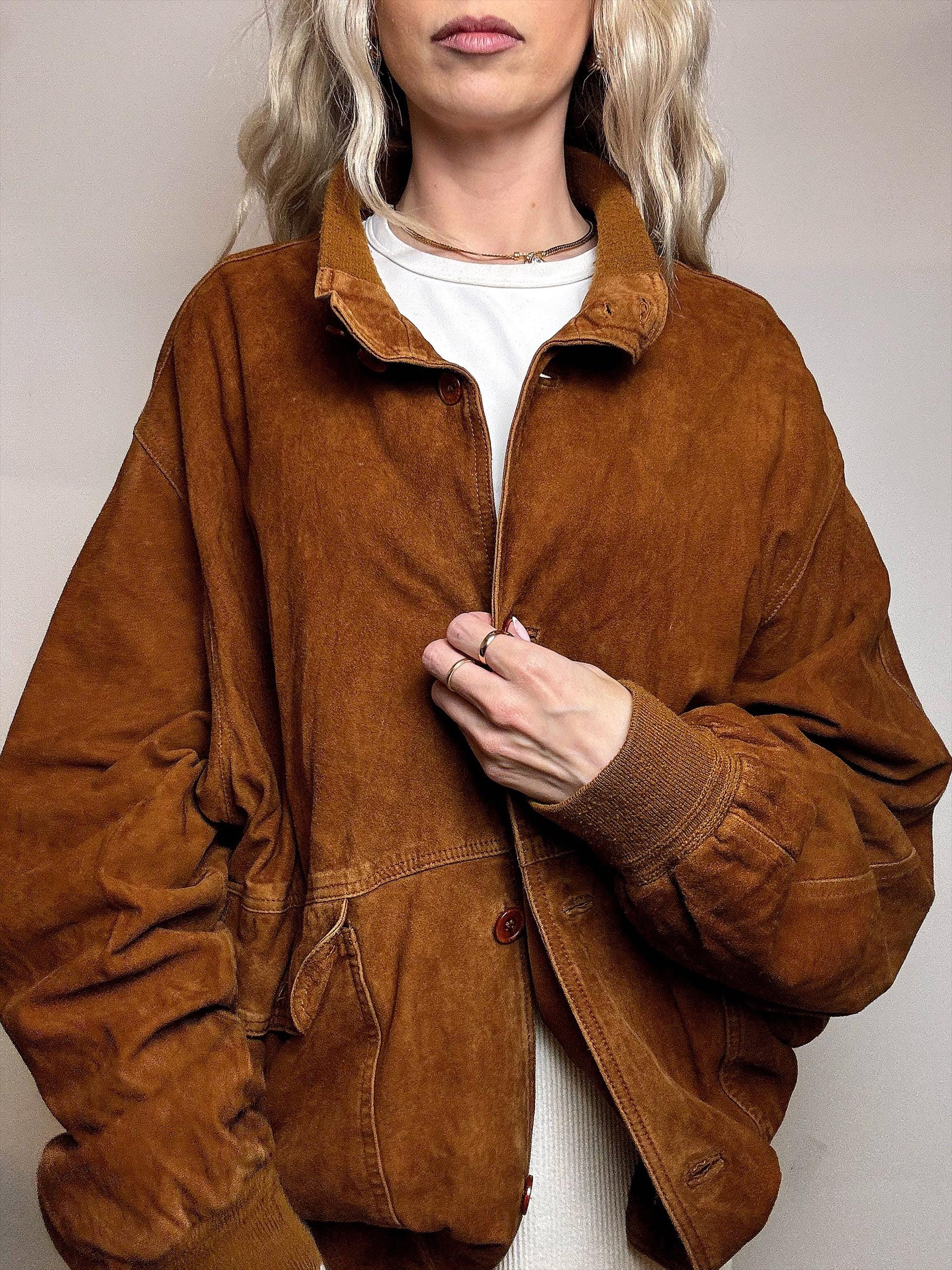 Heren Vintage Suède Jas - Western Cowboy Stijl, Pluche Kraag, Lange Winterjas Met Rits - Casual Retro Look