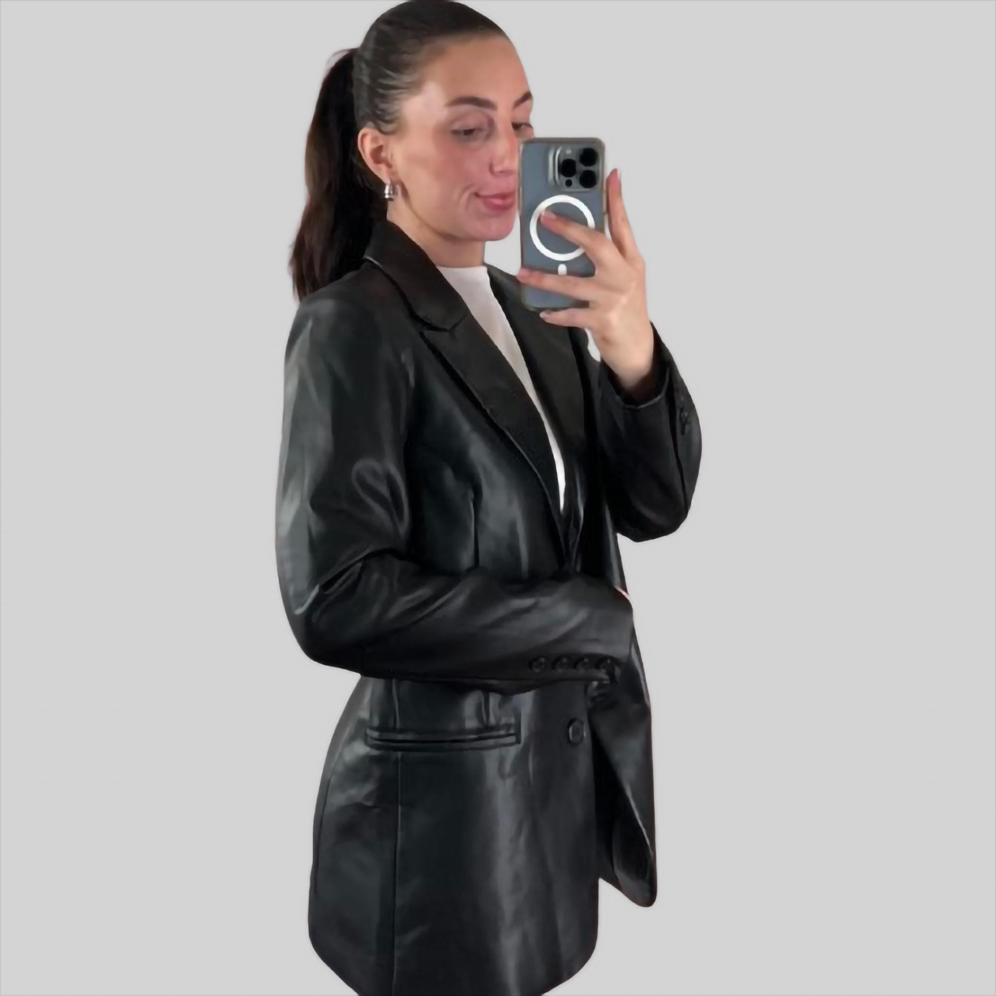 Women Leather Blazer UK - Main Image