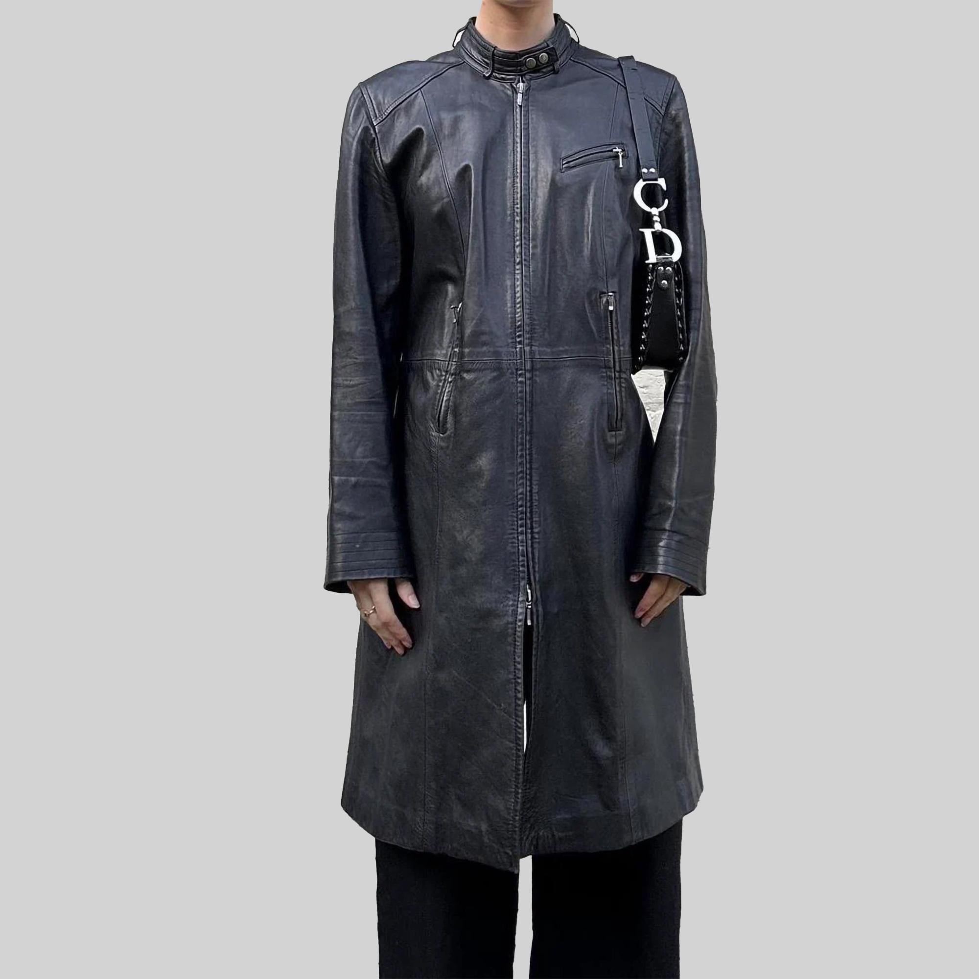 ジャケット・アウター vintage real leather long trench coat New Men's Real Leather Trench Classic Vintage Long Coat | eBay