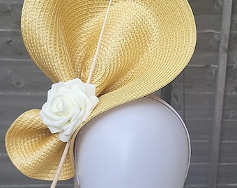 Golden yellow fascinator