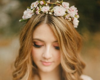 Boho hair accessory, wedding head piece, woodland crown, floral crown, bridal hair accessory - Meadow