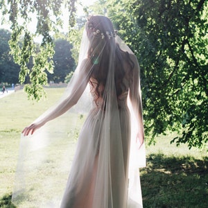 Wedding veil, drop veil, soft vintage tulle, white bridal veil, circle fingertip veil, waltz length, whimsical wedding accessories