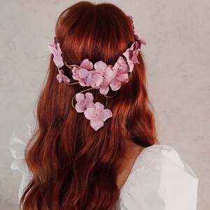 Blush bridal crown, floral headpiece, woodland circlet, wedding hair accessory, fairytale hair wreath, pink flower crown, pre raphaelite