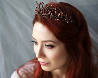 Rustic twig crown, woodland headband, autumn headpiece, mauve berry crown, branch head piece, fall hair accessories