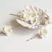 White flower clips, wedding hair pins, small floral bobby pins, bridal hair accessories by gardens of whimsy - Odette