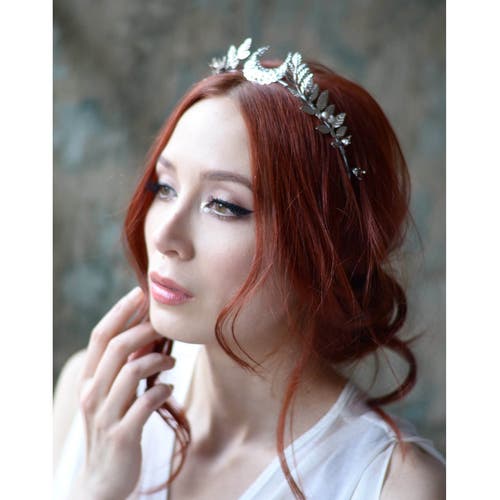 Moon Tiara, Pearl Headband, Silver Wedding Crown, Goddess  display picture 2